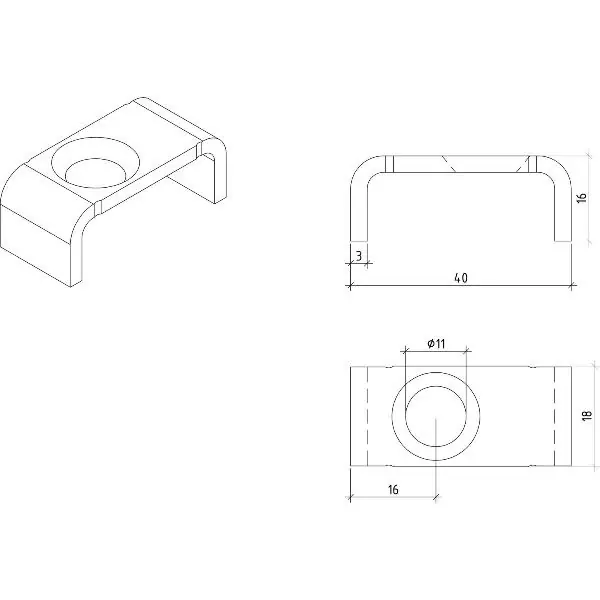 Horní část příchytky pro velikost ok 33 x 11 mm Akční Cena