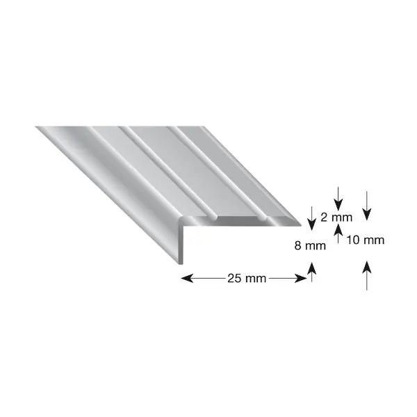 Speciální Cena Rohový schodišťový profil samolepicí, 25x10x1000 mm, hliník stříbrný elox