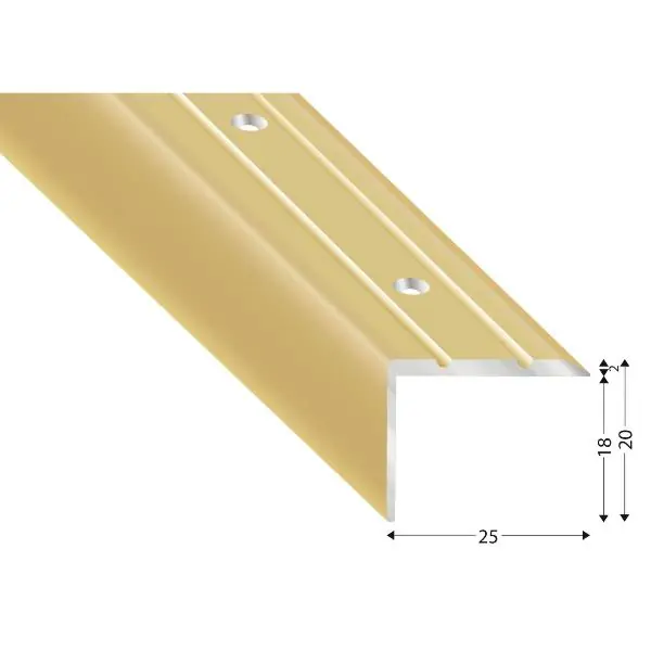 Cenový Hit Rohový schodišťový profil děrovaný k našroub. 25x20x1000 mm, hliník písek elox
