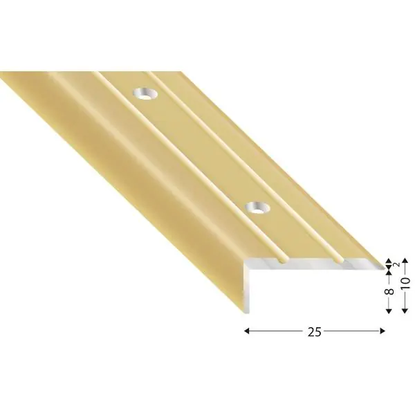 Rohový schodišťový profil děrovaný k našroub. 25x10x2700 mm, hliník písek elox Víkendová Akce