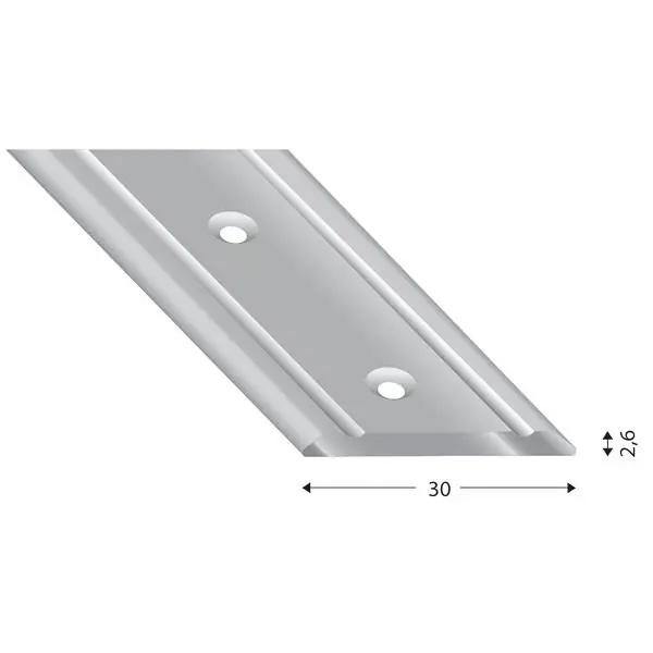 Cenový Hit Krycí přechodový děrovaný profil 30 x 2700 mm hliník stříbrný elox