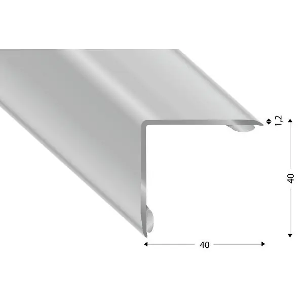 Stěnový hranový profil ocel nerez, samolepicí, 40x40x1,2 mm, 1500 mm Novinka