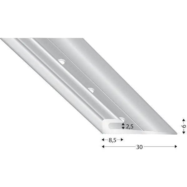 Koncový profil k přišroubování pro tl.podlahy 2,5 mm, 2700 mm hliník stříbrný Nová Kolekce