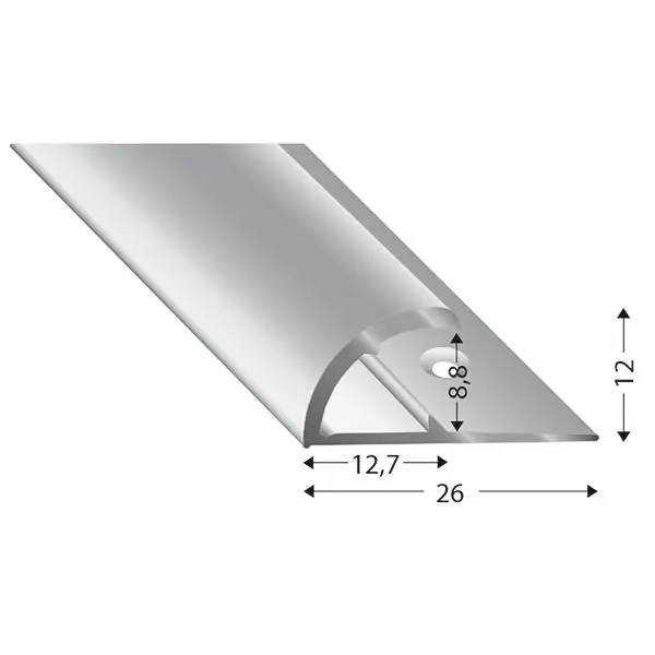 Top Prodej Zakončovací profil děrovaný pro tl. podlahy 8,8mm, délka 2700mm, hliník stříbrný