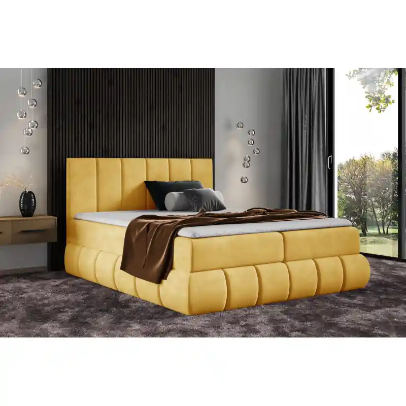 Designová čalouněná postel 200x200 VENY - žlutá + topper ZDARMA Tovární Cena