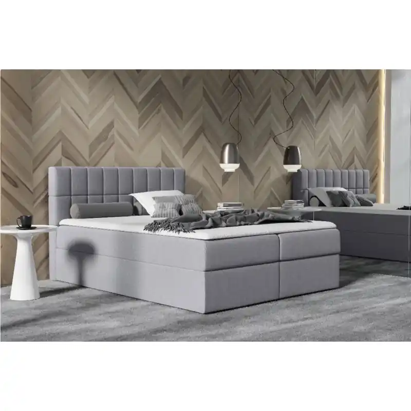 Must-Have Jednolůžková čalouněná postel 120x200 KATE - šedá + topper ZDARMA