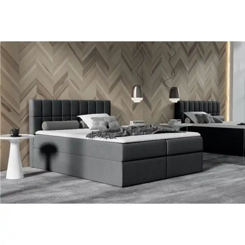 Víkendová Akce Manželská čalouněná postel 180x200 KATE - černá + topper ZDARMA