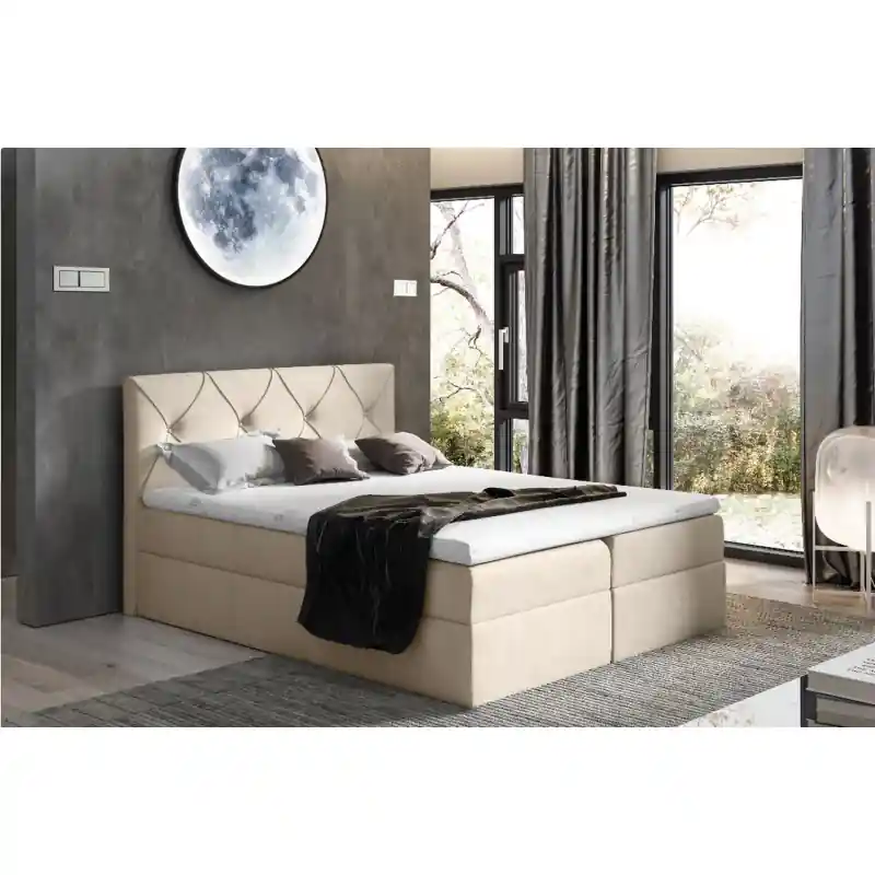 Elegantní kontinentální postel 160x200 CARMEN - béžová + topper ZDARMA Akční Cena