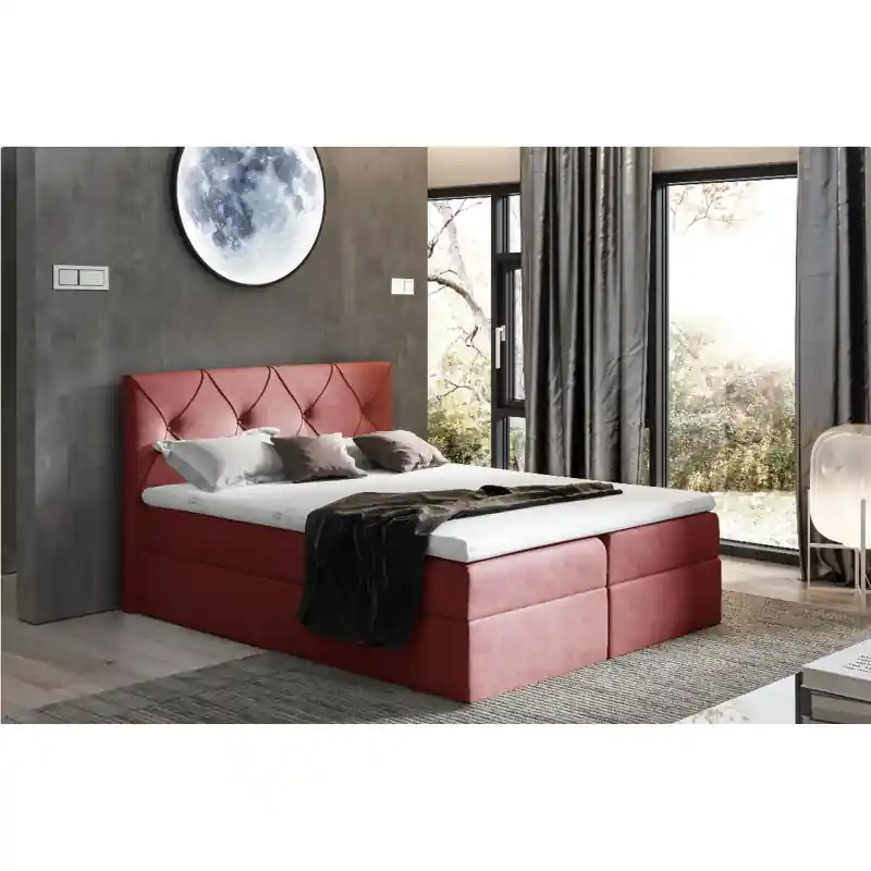 Poslední Šance Elegantní kontinentální postel 140x200 CARMEN - červená + topper ZDARMA