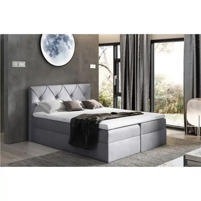 Elegantní kontinentální postel 140x200 CARMEN - šedá + topper ZDARMA Tovární Cena
