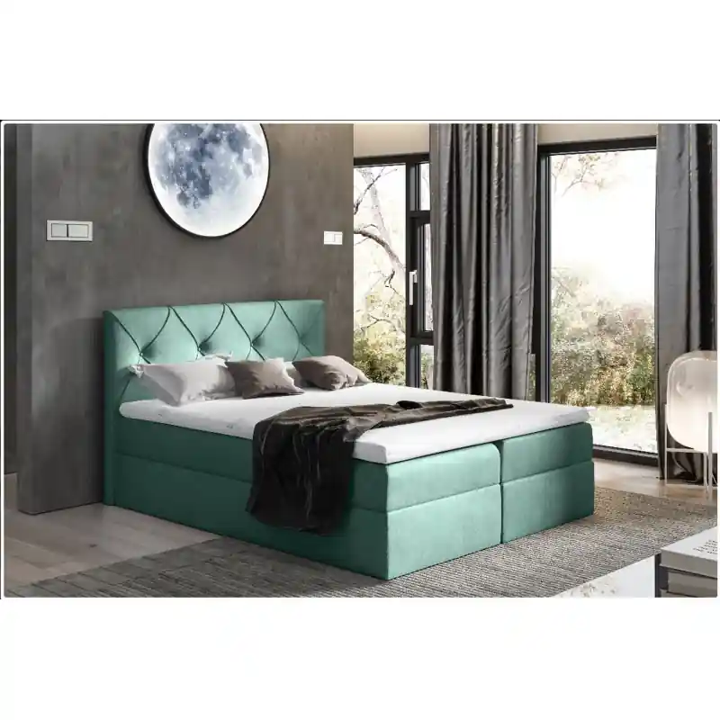 Sezónní Sleva Elegantní kontinentální postel 120x200 CARMEN - zelená + topper ZDARMA
