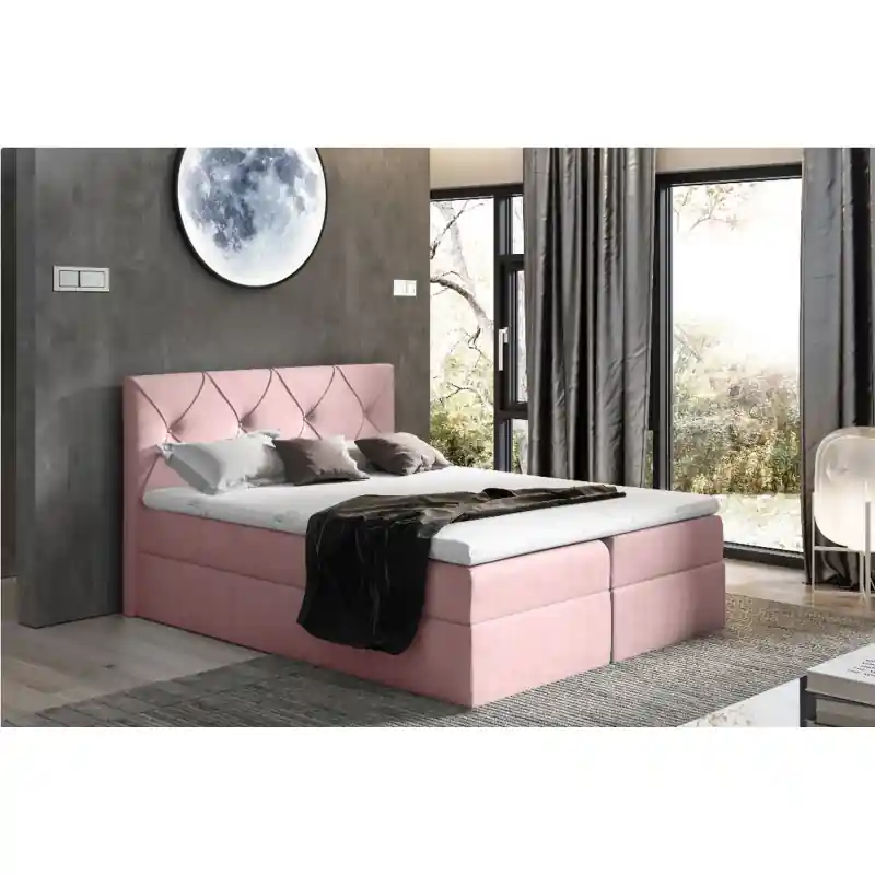 Elegantní kontinentální postel 180x200 CARMEN - růžová 2 + topper ZDARMA Výprodej