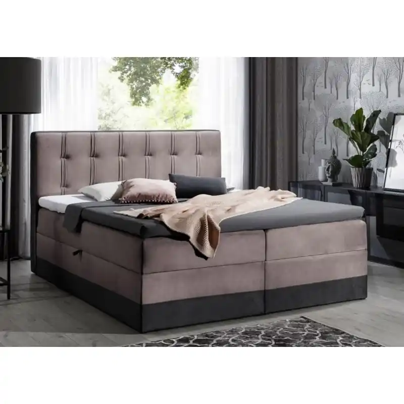 Čalouněná postel boxspring 140x200 MARYLIN - růžová + topper ZDARMA Zlevněný
