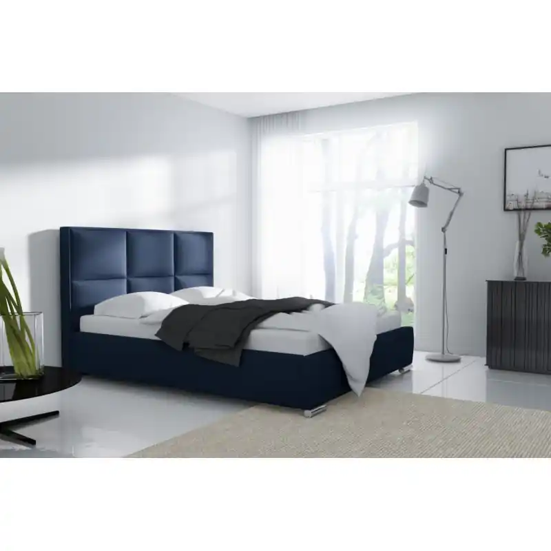 Ověřený Designová postel s vysokým čelem a úložným prostorem 160x200 VENEZIA - modrá