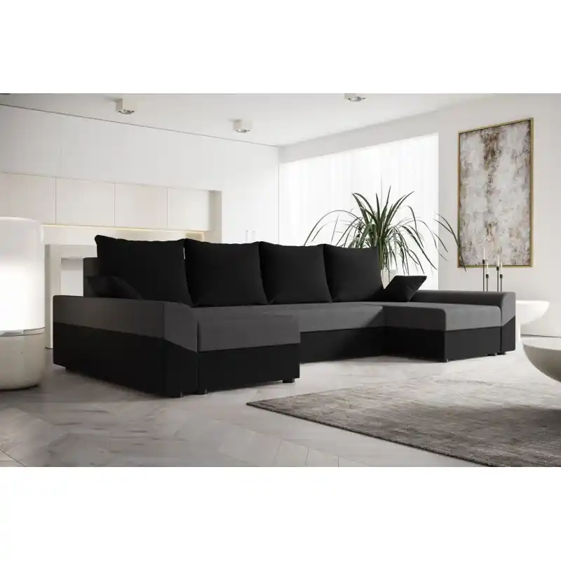 Elegantní sedací souprava do U DAGMAR - černá / šedá Aktuální