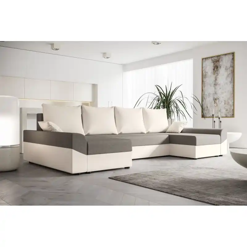 Elegantní sedací souprava do U DAGMAR - světle šedá / béžová Originální