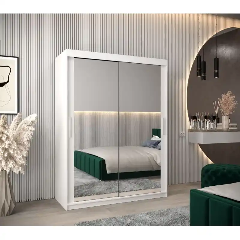 Skříň s posuvnými dveřmi v šířce 150 cm TIMEA 3 - bílá Výhodná Nabídka