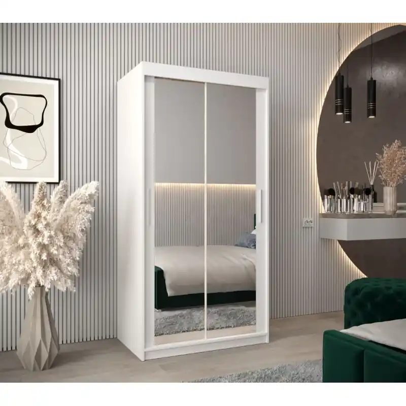 Skříň s posuvnými dveřmi v šířce 100 cm TIMEA 3 - bílá Vysoce Kvalitní