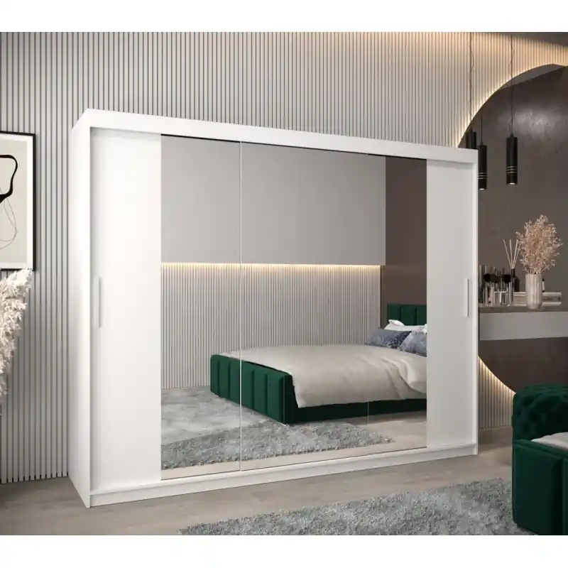 Skříň s posuvnými dveřmi v šířce 250 cm TIMEA 2 - bílá Nová Kolekce