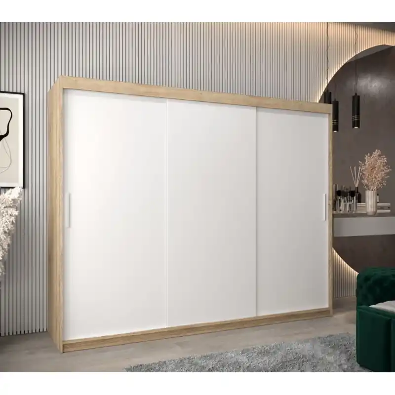 Ihned K Objednání Skříň s posuvnými dveřmi v šířce 250 cm TIMEA - dub sonoma / bílá