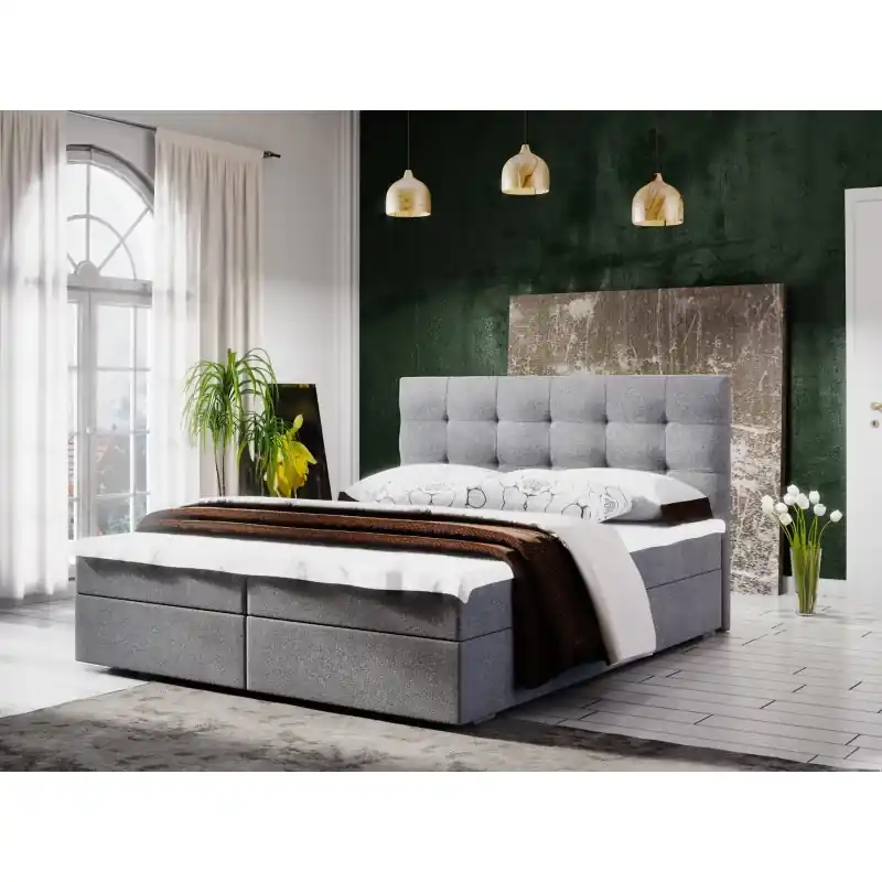 Moderní postel 140x200 STIG II s úložným prostorem - šedá Nejprodávanější