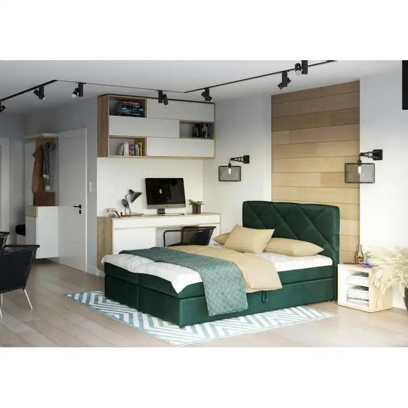Odeslání Ihned Manželská postel s prošíváním KATRIN 140x200, zelená