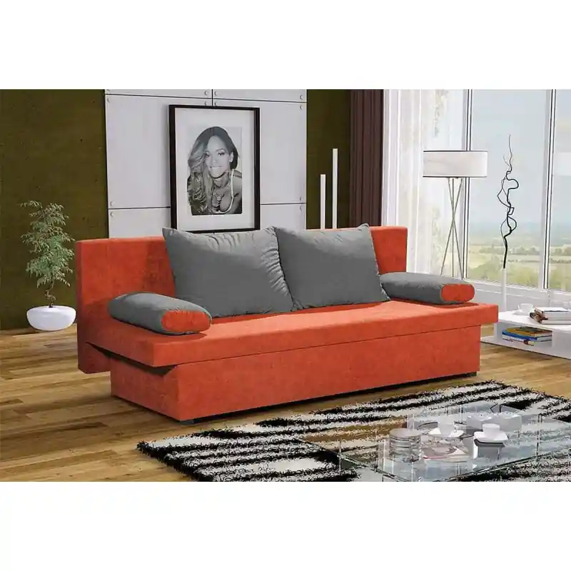 Klasická rozkládací pohovka GIACINTO, oranžová + šedá Vysoce Kvalitní