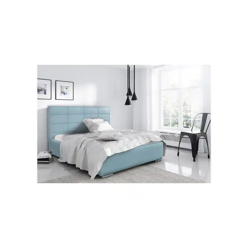 Elegantní manželská postel Caffara 180x200, modrá, jemná potahová látka Značkový