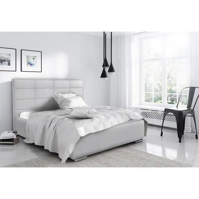 Vysoce Kvalitní Elegantní manželská postel Caffara 180x200, šedá, jemná potahová látka