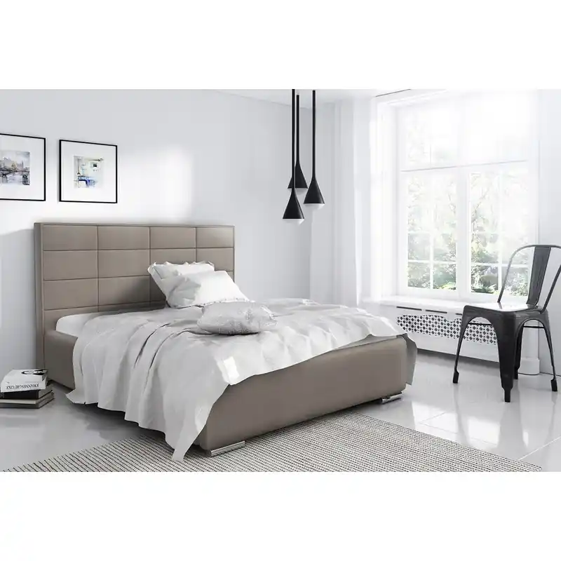 Jen Po Omezenou Doba Elegantní manželská postel Caffara 160x200, béžová, jemná potahová látka