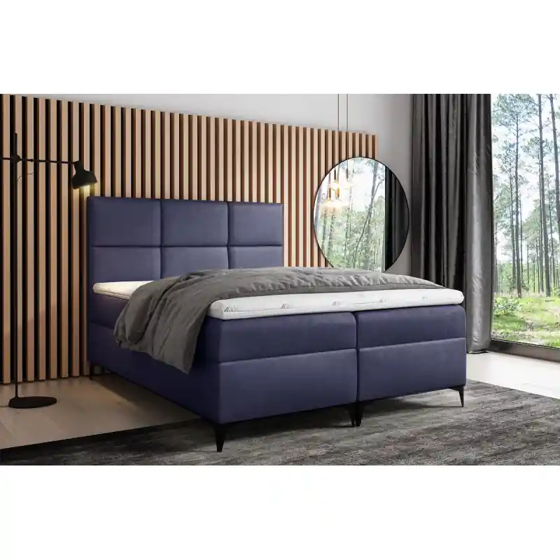 Designové čalouněné dvojlůžko Fiza s úložným prostorem modrá 140 x 200 + topper zdarma Super Cena