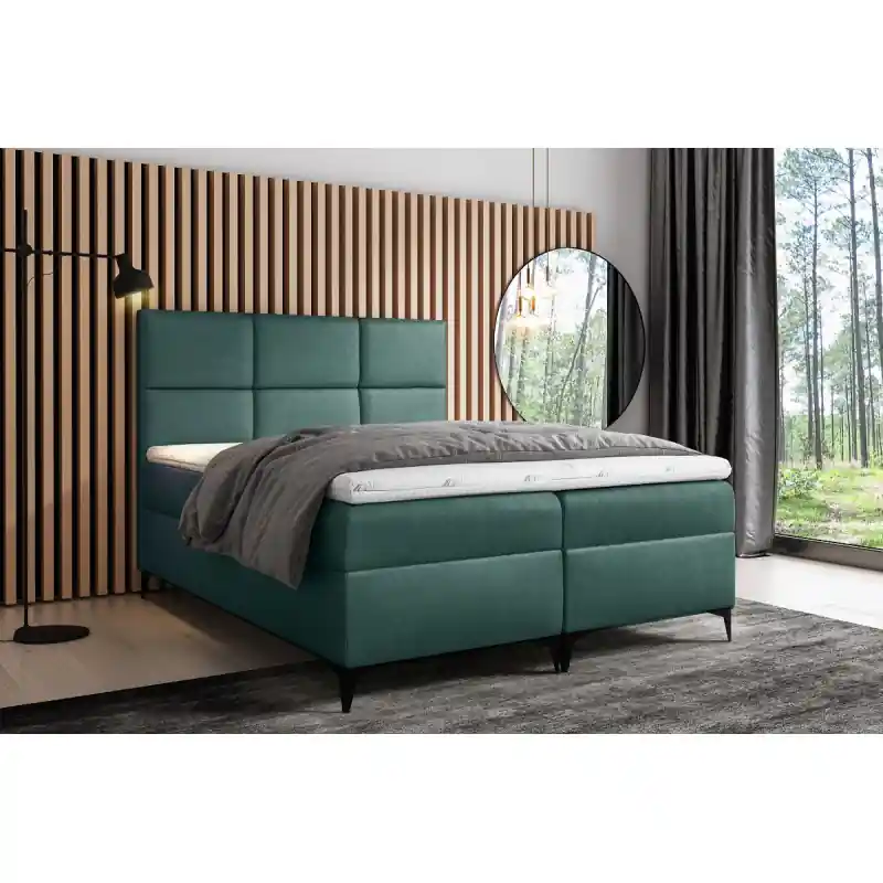 Kup Teď Designové čalouněné dvojlůžko Fiza s úložným prostorem zelená 140 x 200 + topper zdarma