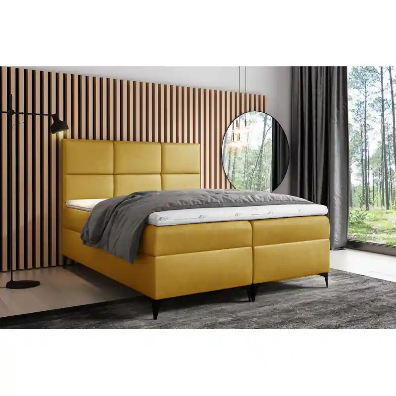 Designové čalouněné jednolůžko Fiza s úložným prostorem žlutá 120 x 200 + topper zdarma Levný