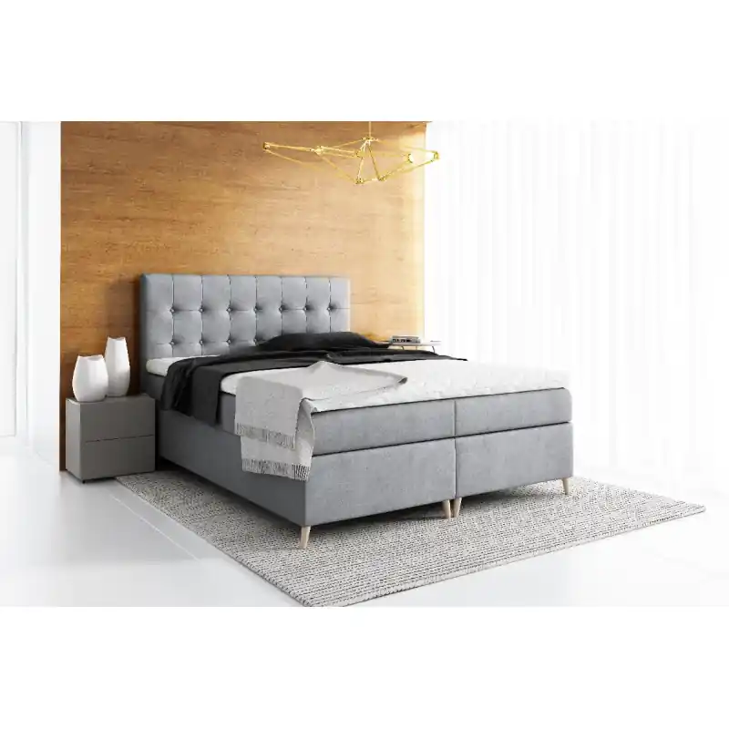 Elegantní čalouněná postel Komala s úložným prostorem tmavě šedá 180 x 200 + topper zdarma Zlevněný