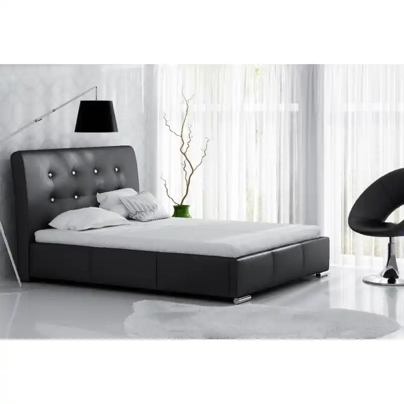 Sleva Elegantní jednolůžko Donna s úložným prostorem černá eko kůže 120 x 200