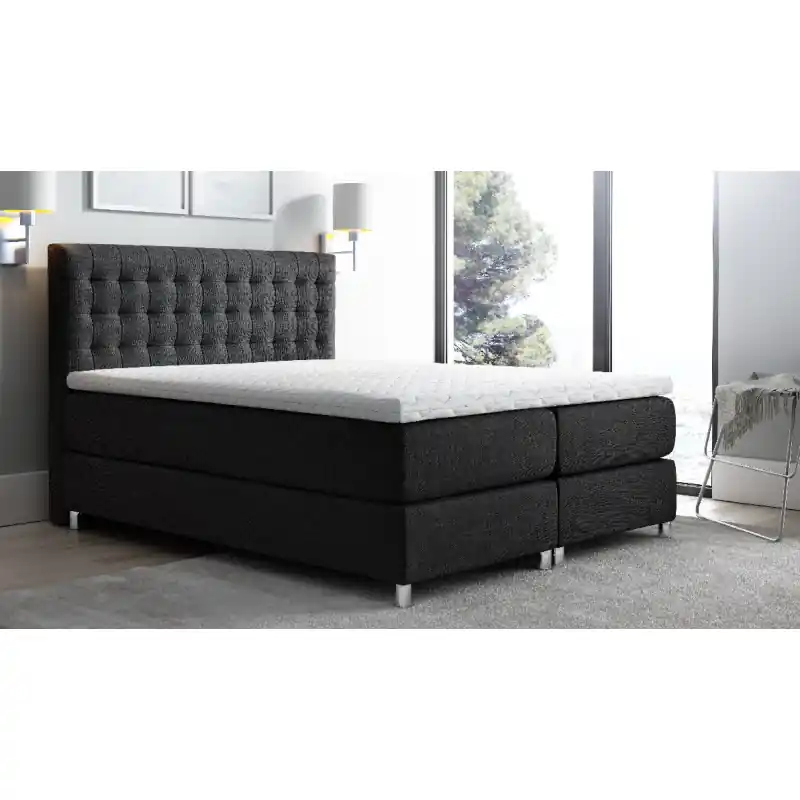 Vysoká čalouněná postel boxspring Luca černá 160 + topper zdarma Originální