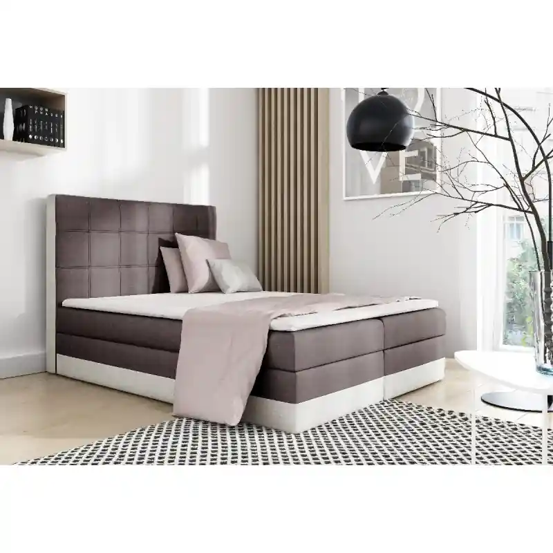 Stylové čalouněné jednolůžko Sandy hnědé, bílé 120 + topper zdarma Must-Have