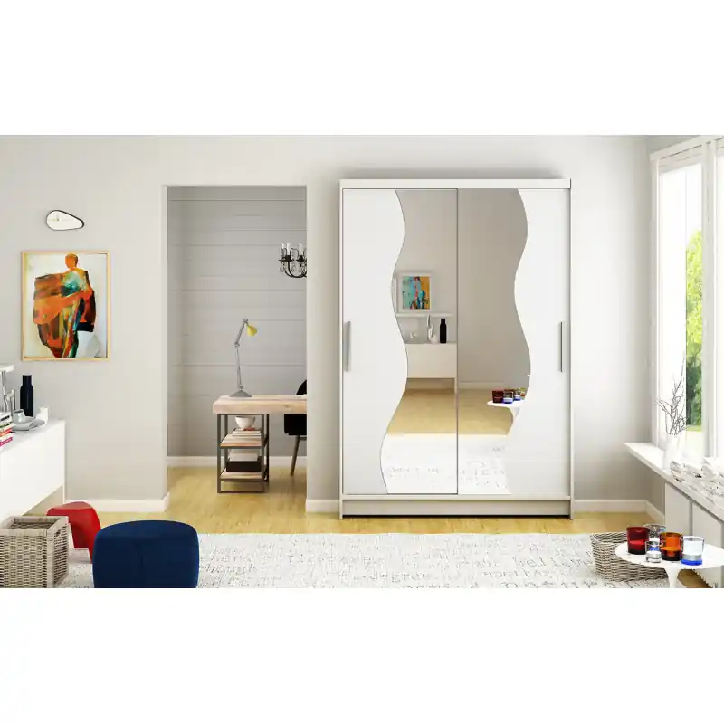 Kup Teď Šatní skříň se zrcadlem Kofi - šířka 120 cm, bílá