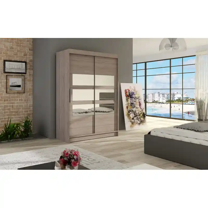 Koupit Online Šatní skříň se zrcadlem Pedro - šířka 120 cm, lanýž