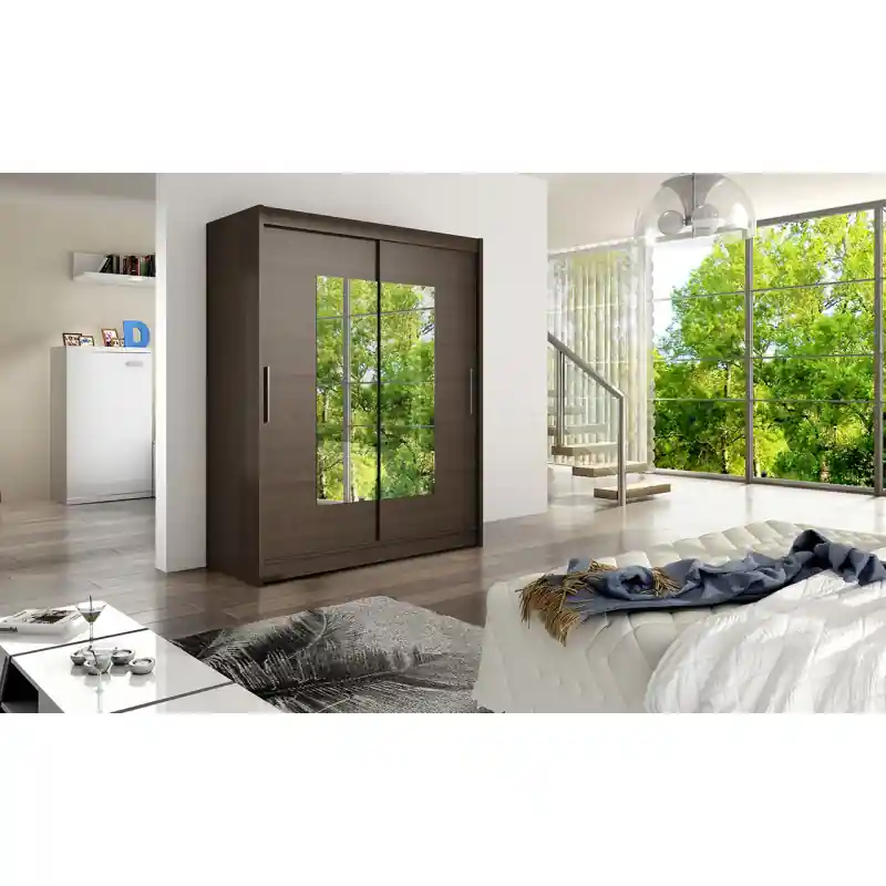 Must-Have Prostorná šatní skříň se zrcadlem Hanus - šířka 150 cm, čoko