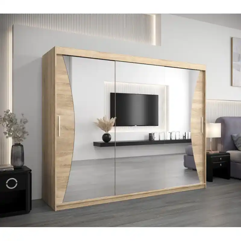 Originální Skříň s posuvnými dveřmi AJA - šířka 250 cm, dub sonoma
