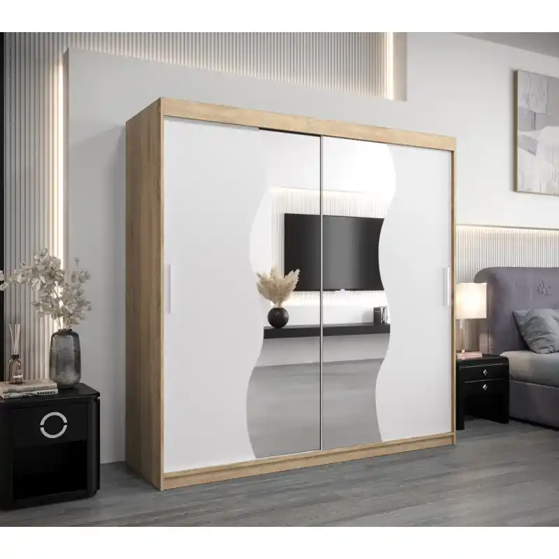 Top Prodej Šatní skříň ROZALIE - šířka 200 cm, dub sonoma / bílá