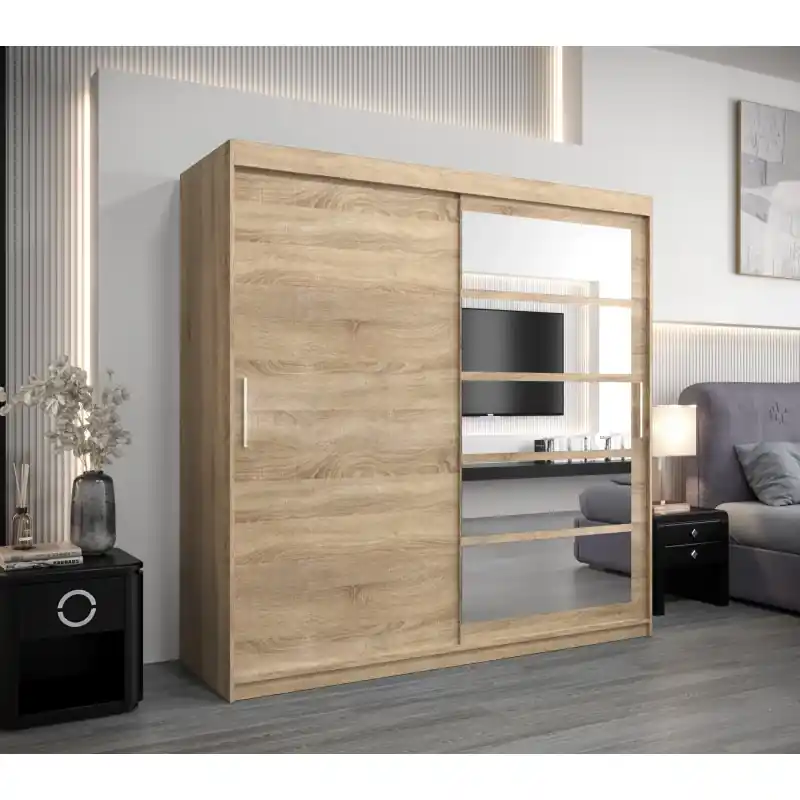 Šatní skříň DENISA - šířka 200 cm, dub sonoma Přímo Od Výrobce