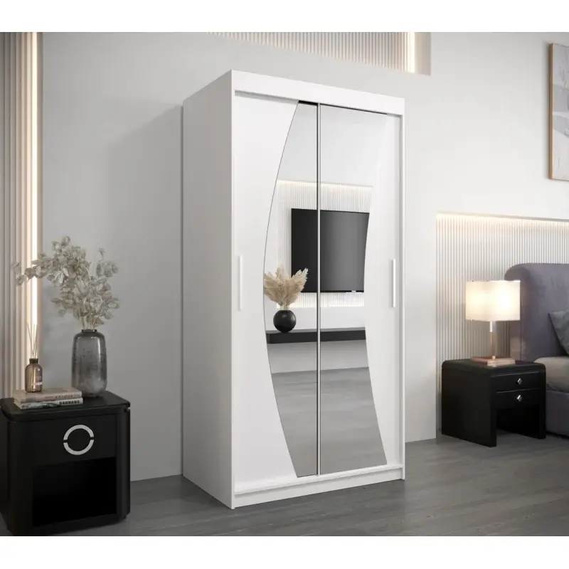Skříň s posuvnými dveřmi BETA - 100 cm, bílá Akční Nabídka