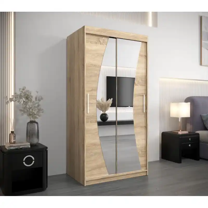 Skříň s posuvnými dveřmi BETA - 100 cm, dub sonoma Expresní Doručení