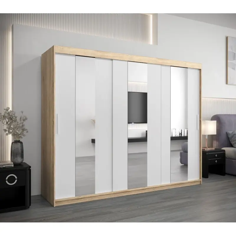 Skříň s posuvnými dveřmi DORA - šířka 250 cm, dub sonoma / bílá Pouze Dnes