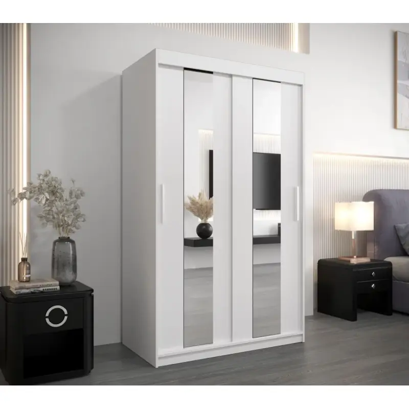 Šatní skříň se zrcadly DIANA - šířka 120 cm, bílá Expresní Doručení