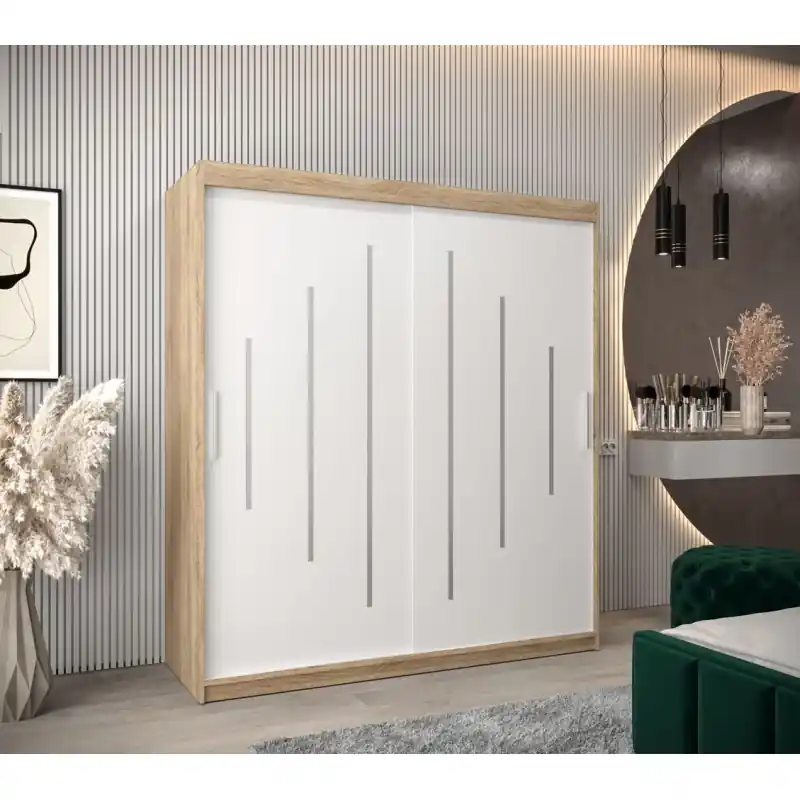 Doprava Zdarma Šatní skříň EMA - šířka 180 cm, dub sonoma / bílá