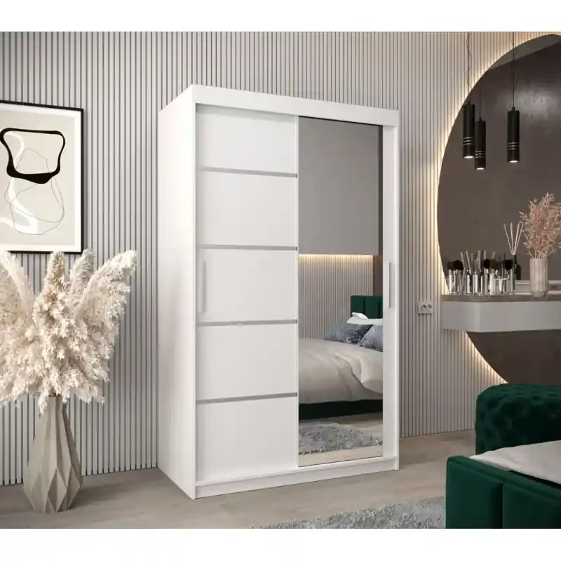 Šatní zrcadlová skříň ADELA - 120 cm, bílá Expresní Doručení