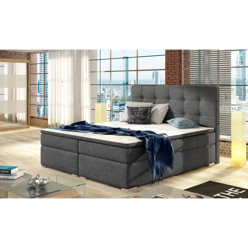 Boxspringová postel 160x200 FIRALO - popelavá Jen Po Omezenou Doba